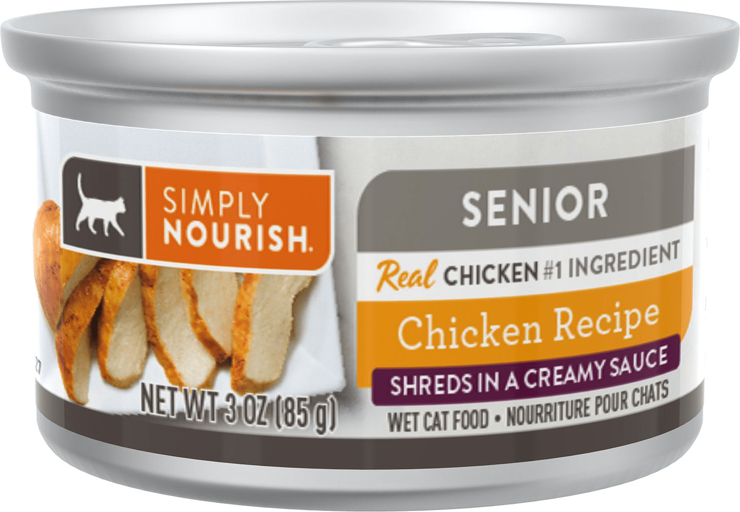 Simply Nourish Shredded Senior Wet Cat Food Natural, With Grain, Chicken